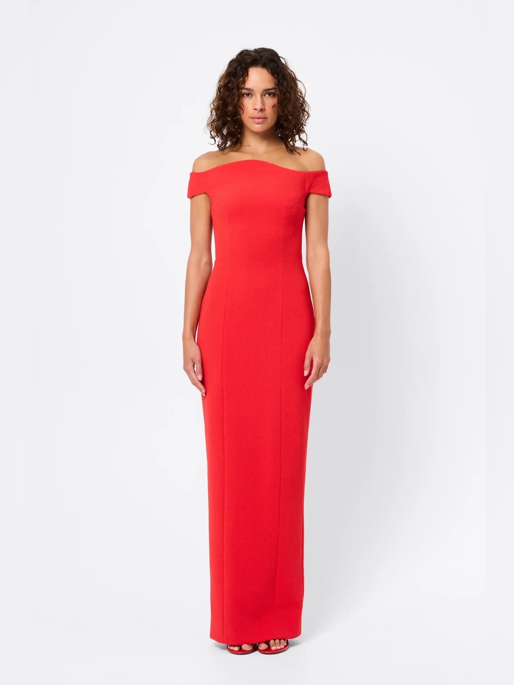 NWT Mossman Polaris Red Dress Amanda UPRICHARD Wavy scalloped neck line gown